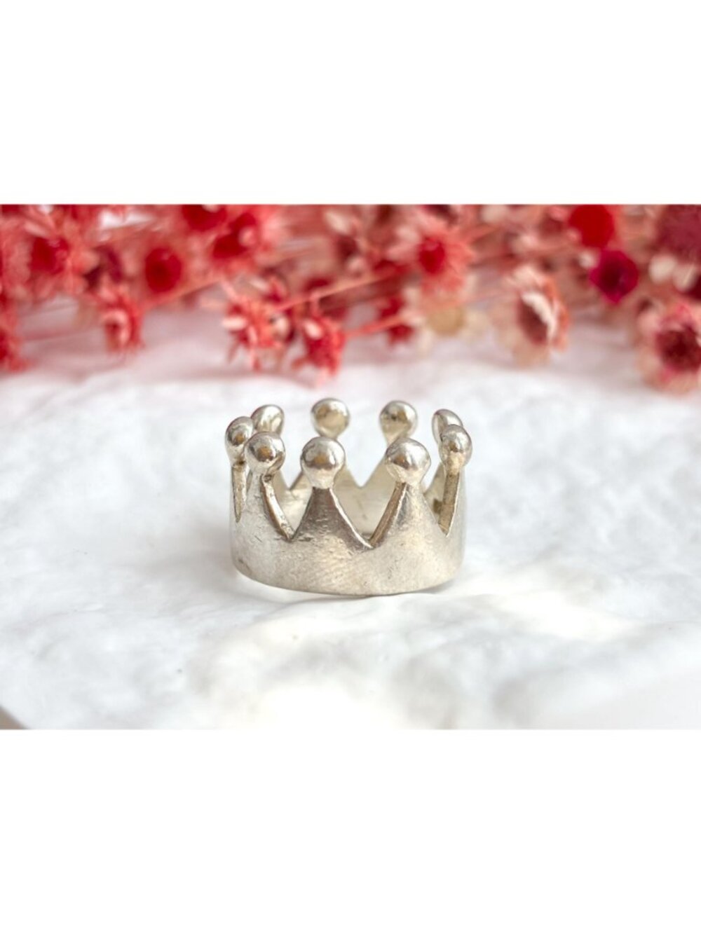 Crown Shaped Polished Bright Minimalist Sterling Silver 925 Vintage Ring - sz 6 - Picture 11 of 14